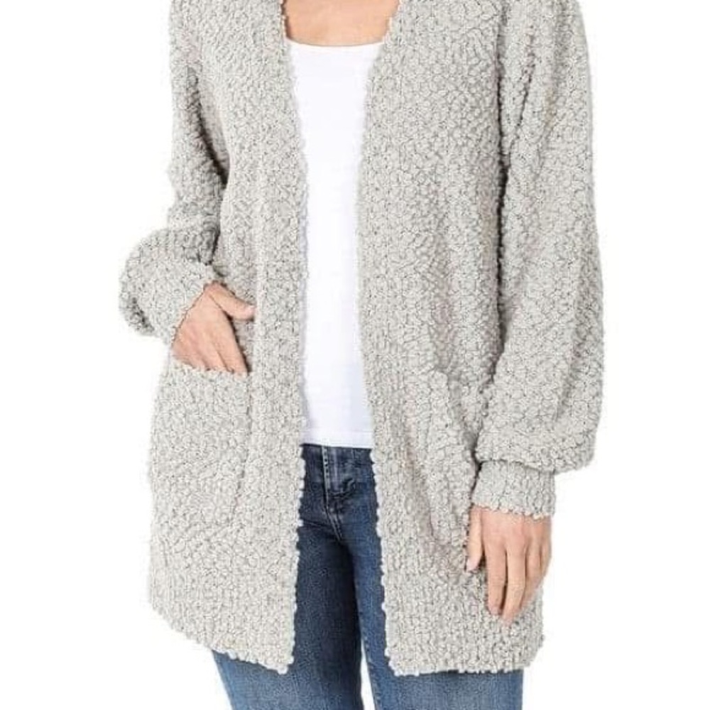 Zenana Outfitters Popcorn Gray Cardigan